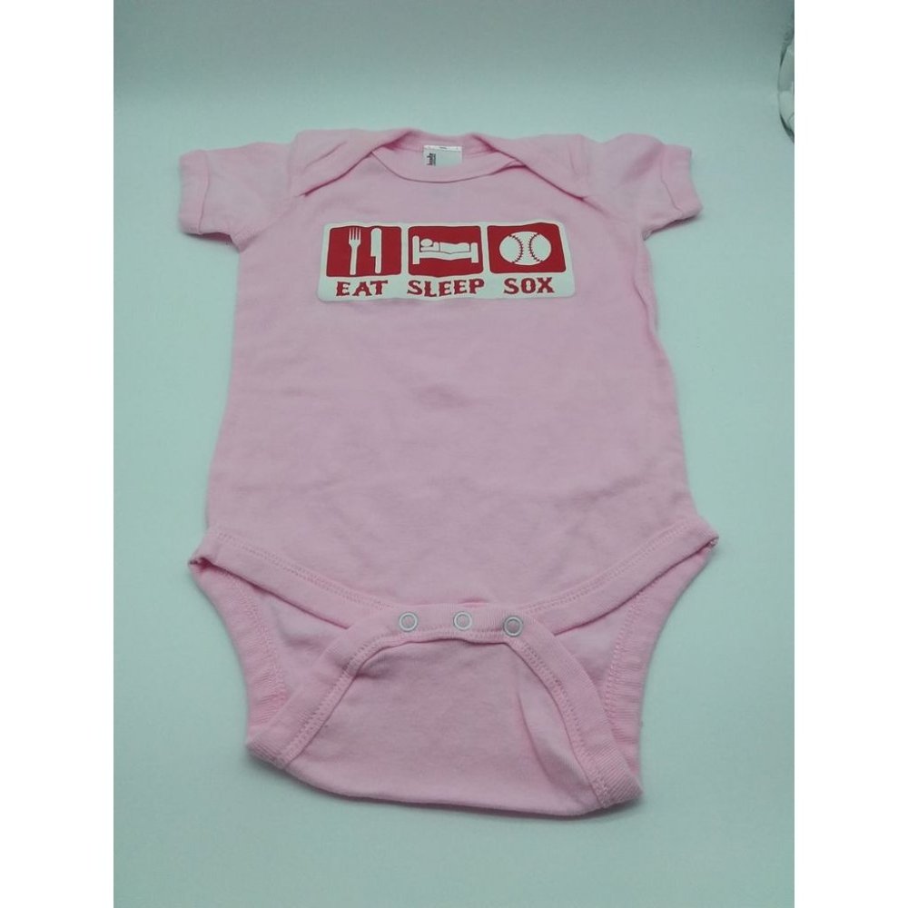 Eat Sleep Sox Boston Red Sox Team Infant Girls Pink Bodysuit Size 12 Months